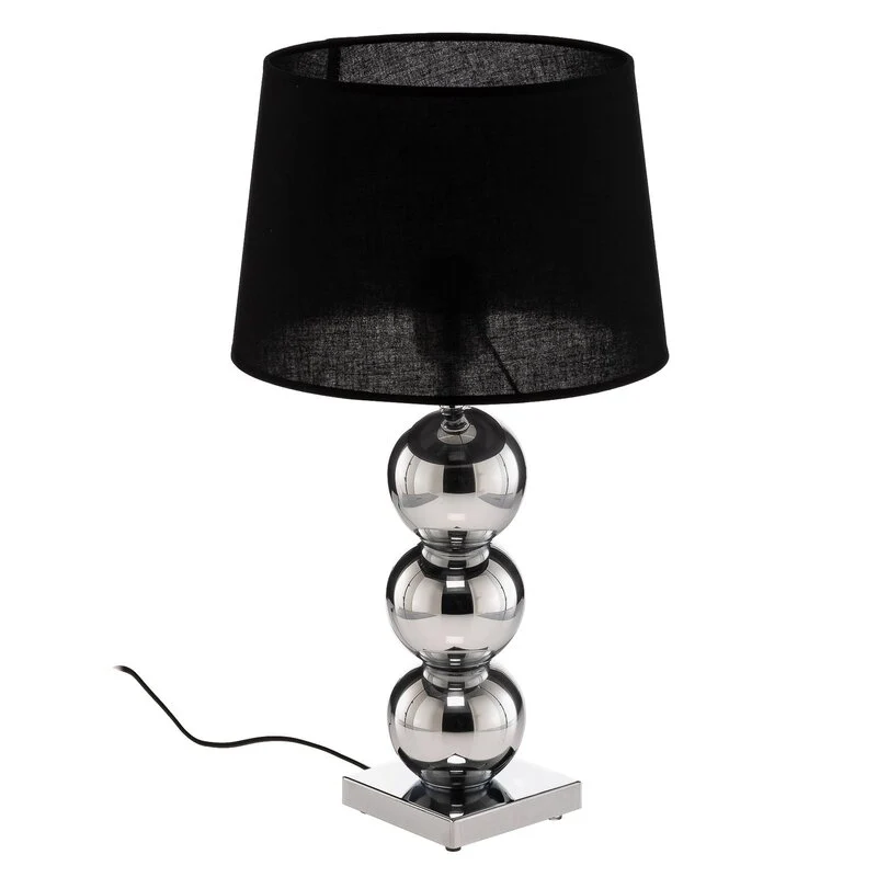 B-Ware Euluna Textil-Tischlampe Fulda Schreibtischlampe E27 Schirm schwarz Fuß chrom