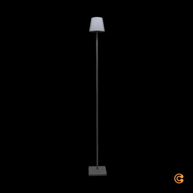 B-Ware Stehleuchte Lampe Lindby Janea LED Akku silber Außenleuchte Szenerie Metall