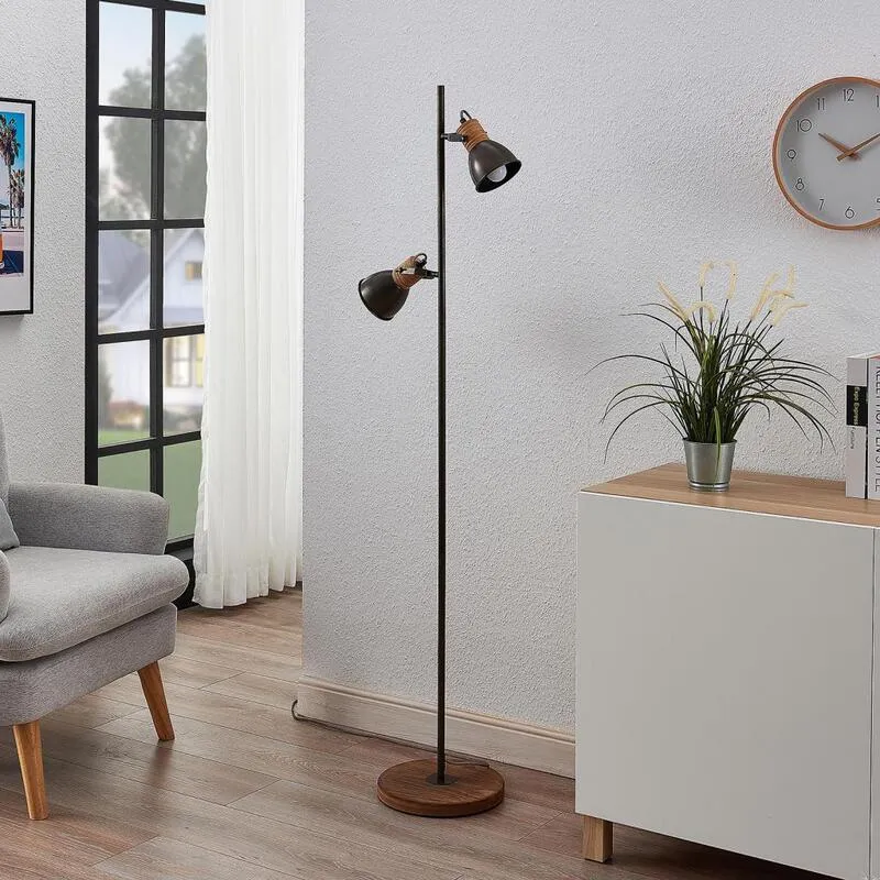B-Ware Lindby Arina Stehleuchte Stehlampe Lampe Leuchte Innenraumlampe Holz zweiflammig