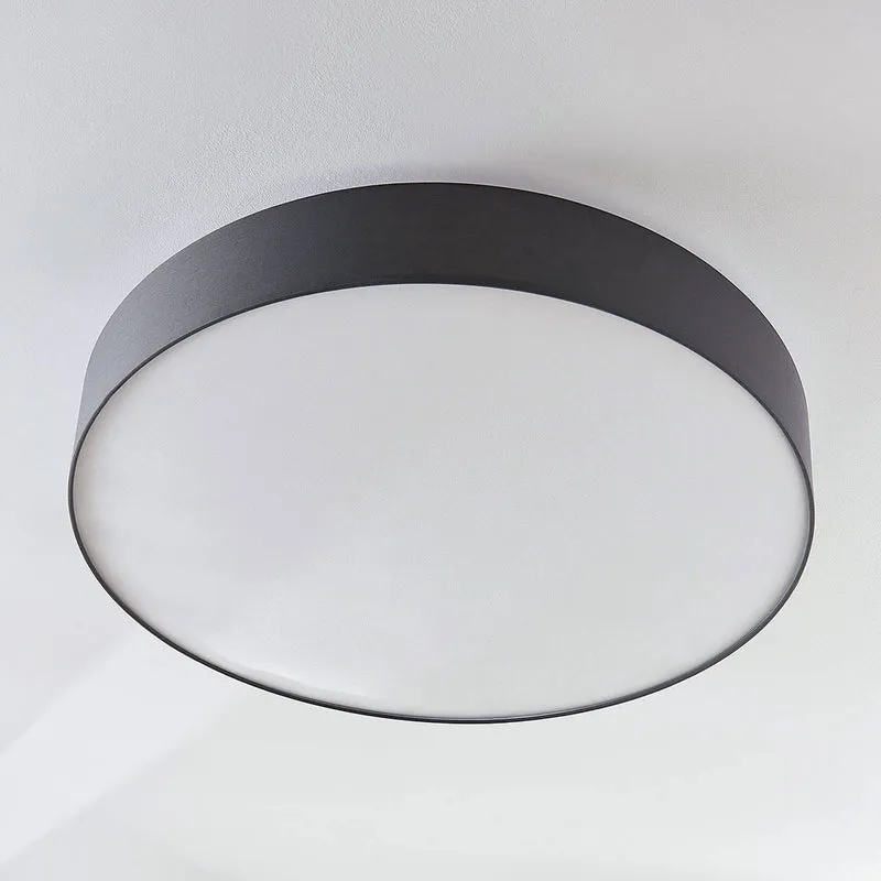 B-Ware Lindby Stoff-Deckenlampe Gordana Deckenlampe Lampe Leuchte Licht E27 Grau Ø 98cm
