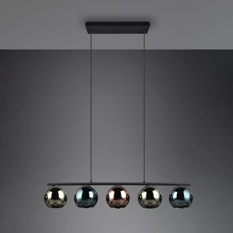 B-Ware Reality Leuchten Hängeleuche Sheldon fünf Glaskugeln Hängelampe Lampe Leuchte
