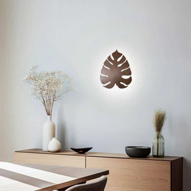 B-Ware Envostar Wandleuchte Wandlampe Folah Holzlampe Nussbaum 40x35cm SIEHE TEXT/FOTO