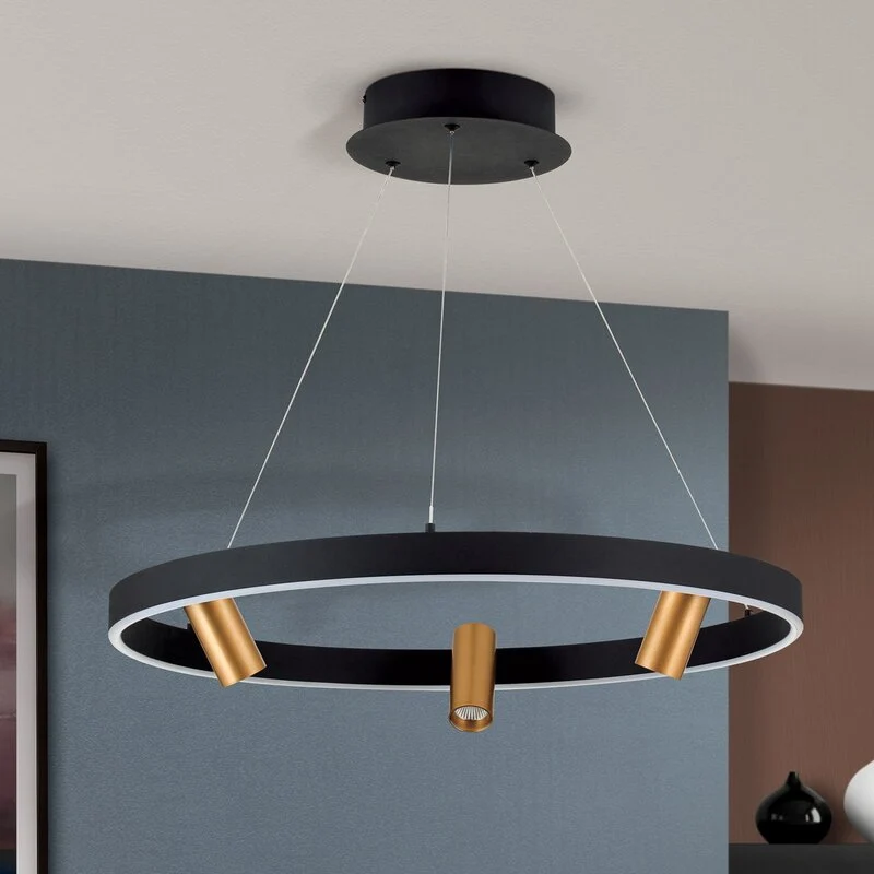 B-Ware LED Hängeleuchte Berlin Pendelleuchte Strahler schwarz gold Aluminium Silikon