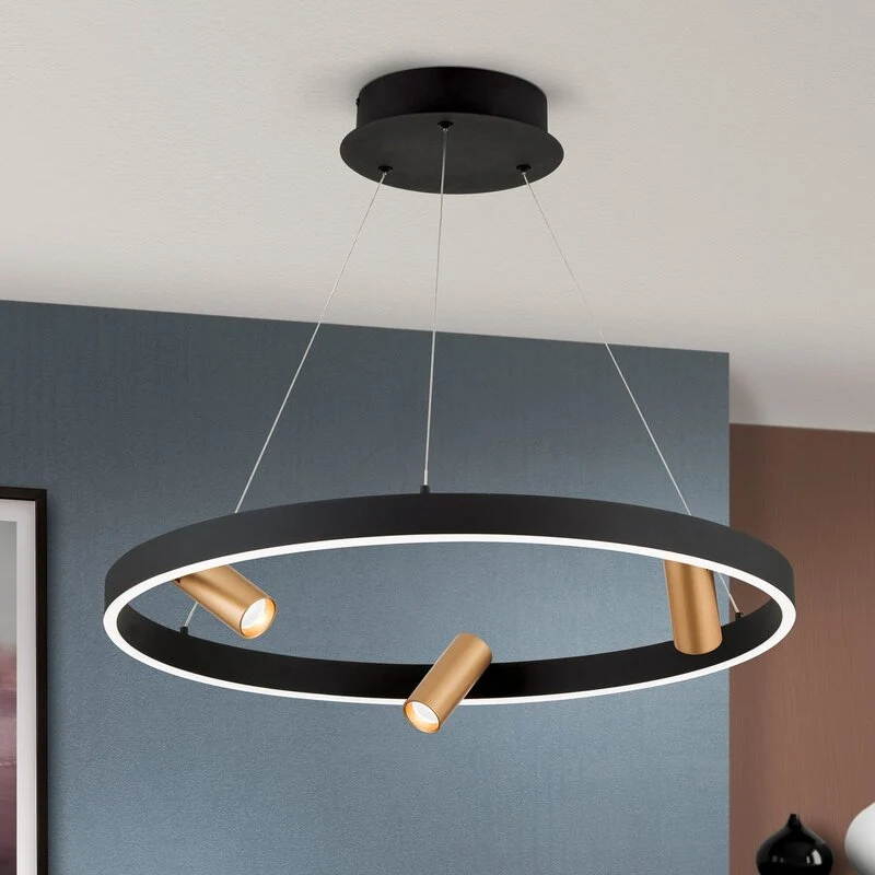 B-Ware LED Hängeleuchte Berlin Pendelleuchte Strahler schwarz gold Aluminium Silikon