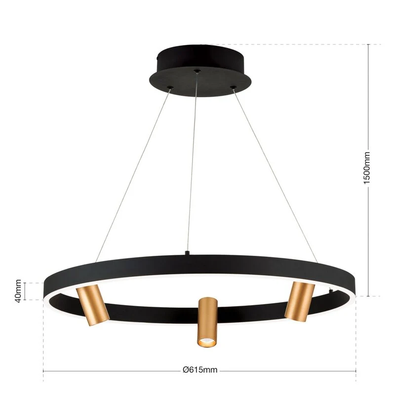 B-Ware LED Hängeleuchte Berlin Pendelleuchte Strahler schwarz gold Aluminium Silikon