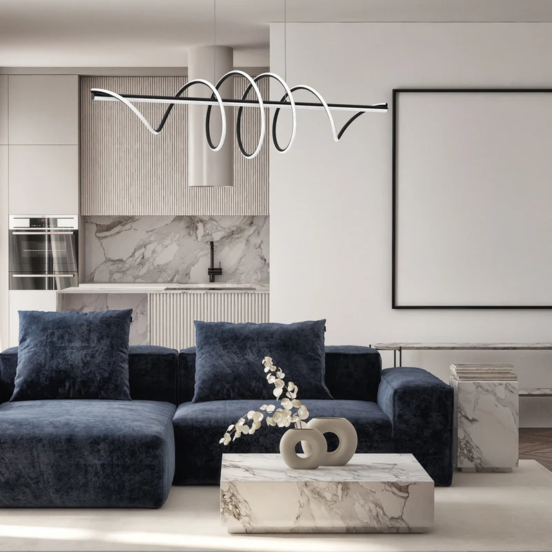 B-Ware LED Hängelampe Pendelleuchte Leuchte Kunststoff Metall schwarz Twist 110 cm