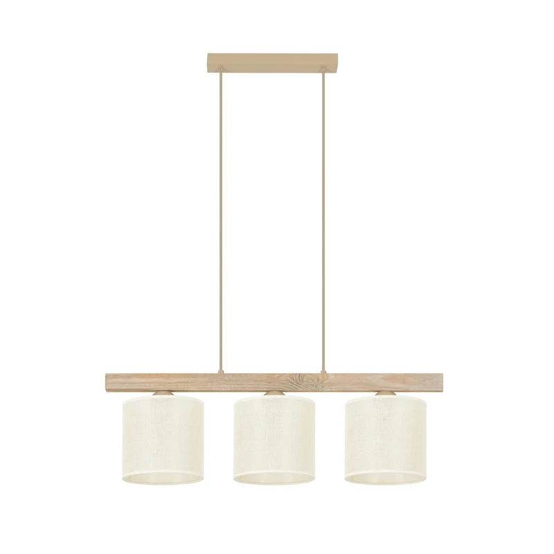 B-Ware Duolla Hängeleuchte Pendelleuchte Lampe Forest Holz Jute weiß 3-flg Wohnzimmer
