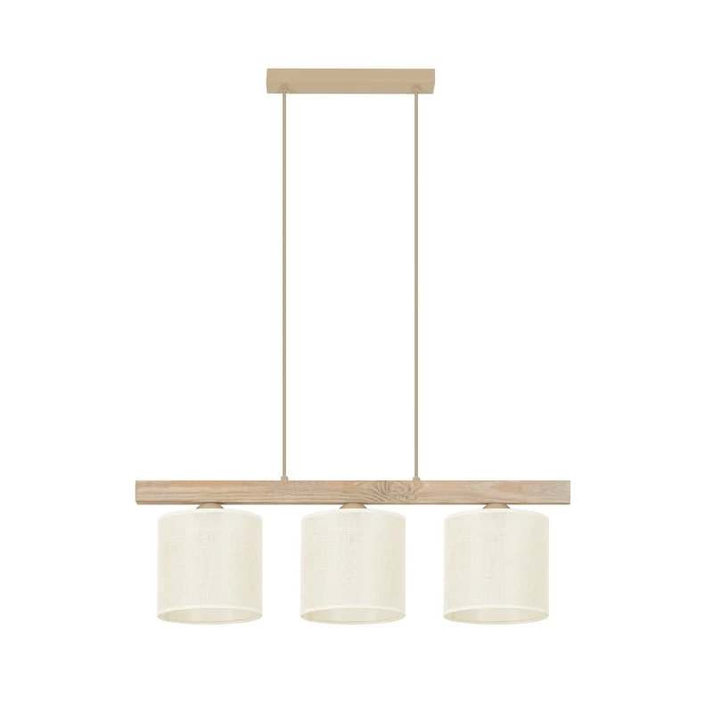 B-Ware Duolla Hängeleuchte Pendelleuchte Lampe Forest Holz Jute weiß 3-flg Wohnzimmer