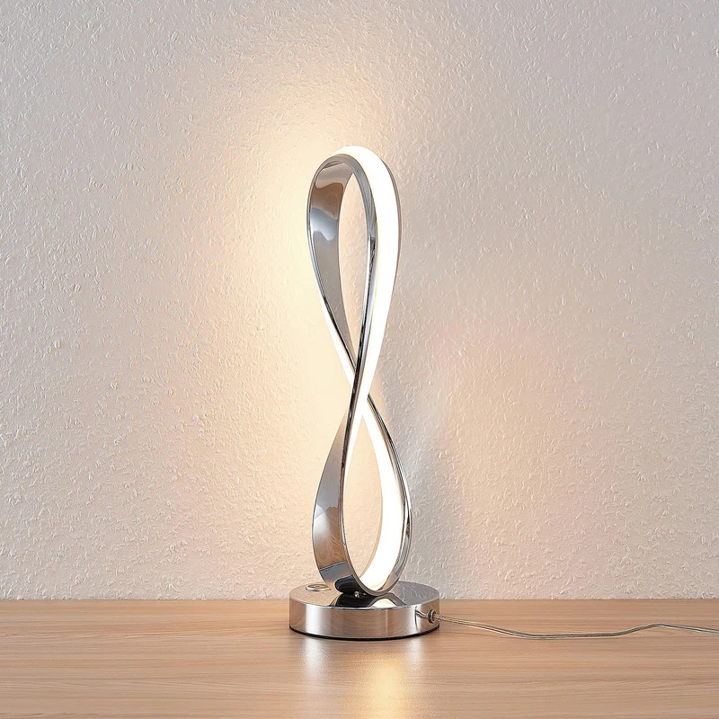 B-Ware Lucande Xalia LED-Tischlampe Leuchte Lampe Tischlampe Designerlampe Chrom weiß