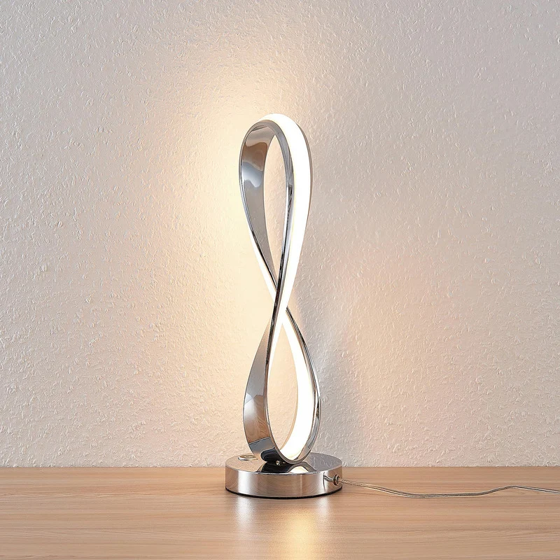 B-Ware Lucande Xalia LED-Tischlampe Leuchte Lampe Tischlampe Designerlampe Chrom weiß