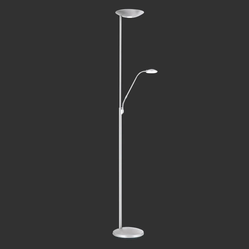 B-Ware Cobra Deckenfluter Stehlampe LED Leselampe Nickel Lampe Leuchte Schalter Dimmbar