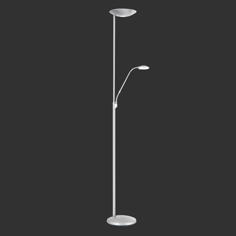 B-Ware Cobra Deckenfluter Stehlampe LED Leselampe Nickel Lampe Leuchte Schalter Dimmbar