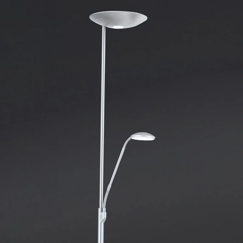 B-Ware Cobra Deckenfluter Stehlampe LED Leselampe Nickel Lampe Leuchte Schalter Dimmbar