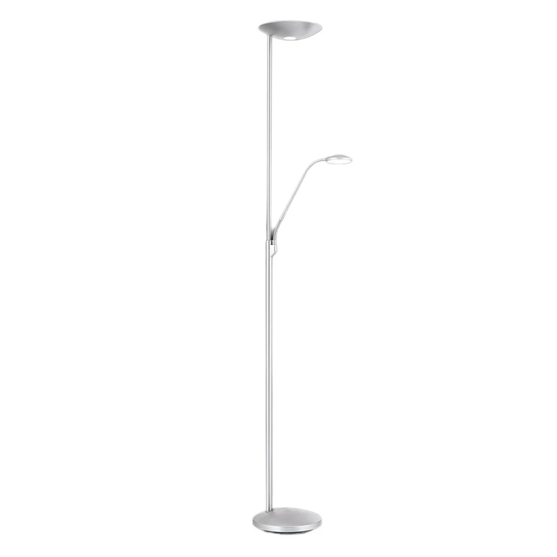 B-Ware Cobra Deckenfluter Stehlampe LED Leselampe Nickel Lampe Leuchte Schalter Dimmbar
