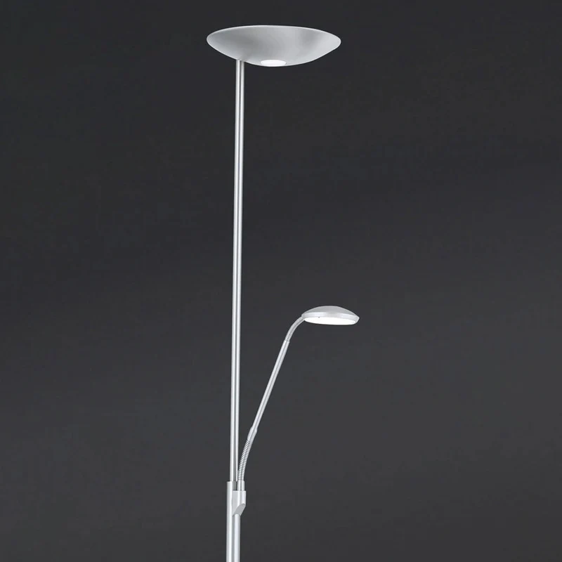 B-Ware Cobra Deckenfluter Stehlampe LED Leselampe Nickel Lampe Leuchte Schalter Dimmbar