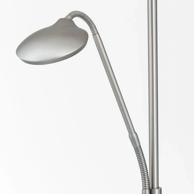 B-Ware Cobra Deckenfluter Stehlampe LED Leselampe Nickel Lampe Leuchte Schalter Dimmbar