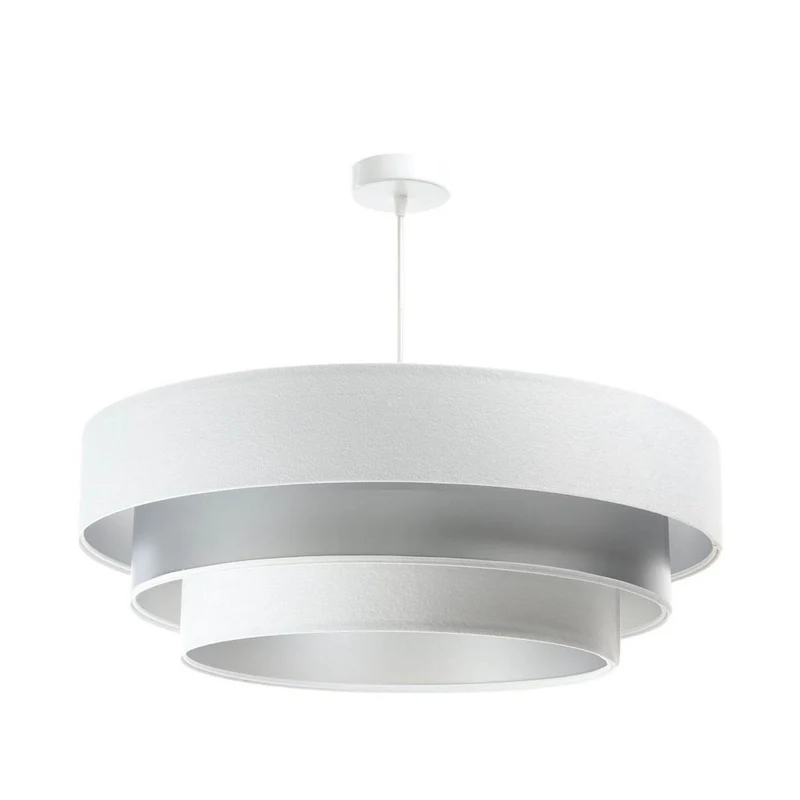 B-Ware Maco Design Triniti Hängeleuchte Pendelleuchte weiß silber Textil rund 60 cm