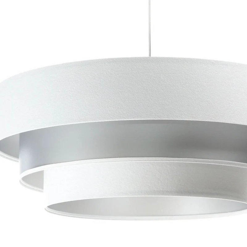B-Ware Maco Design Triniti Hängeleuchte Pendelleuchte weiß silber Textil rund 60 cm