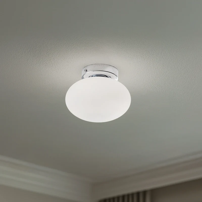 B-Ware Deckenlampe Pendelleuchte Ufo Glas Metall Ø18cm G9 Wohnzimmer Lampe weiß/chrom