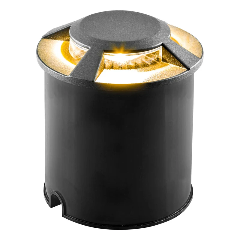 B-Ware EVN Bodeneinbauleuchte Einbauleuchte LED Lampe rund anthrazit Aluminium 4fach
