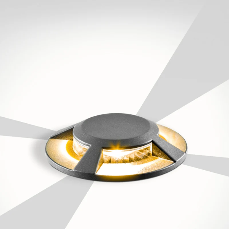 B-Ware EVN Bodeneinbauleuchte Einbauleuchte LED Lampe rund anthrazit Aluminium 4fach
