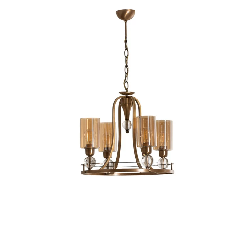 B-Ware Avonni Jadina Kronleuchter Deckenleuchte Lampe gold antik 4flg Ø50cm Metall Glas