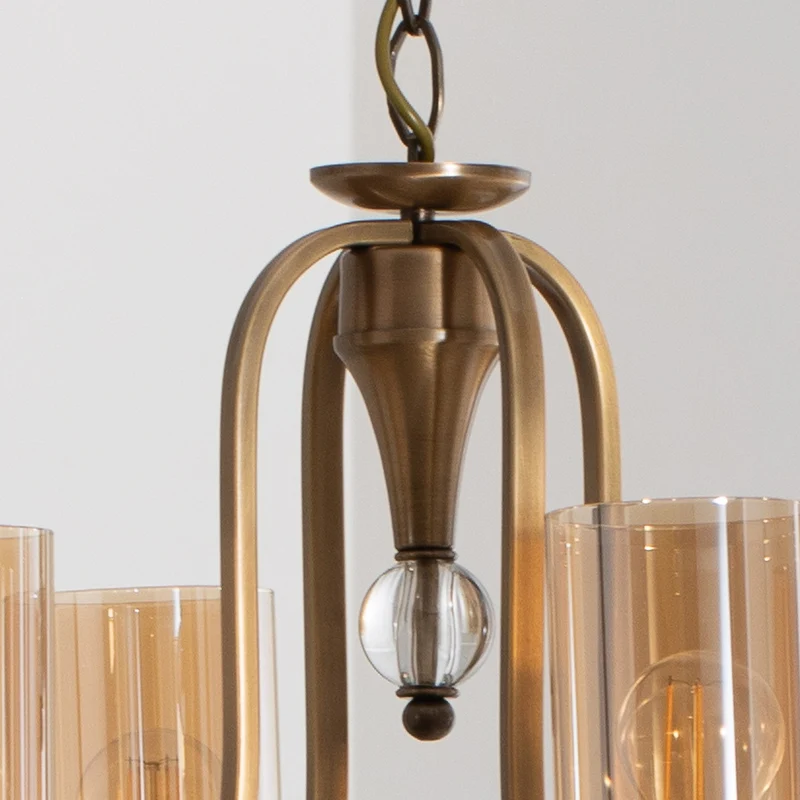 B-Ware Avonni Jadina Kronleuchter Deckenleuchte Lampe gold antik 4flg Ø50cm Metall Glas
