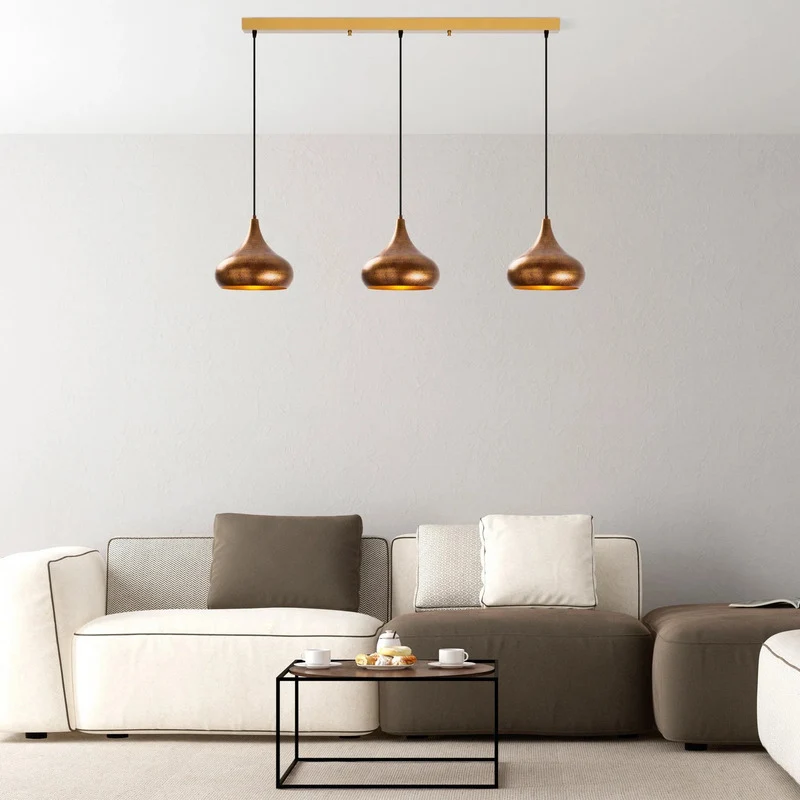 B-Ware Hängeleuchte Muba Pendelleuchte Metall altmessing Lampe 140 cm E27 LED 3-flammig