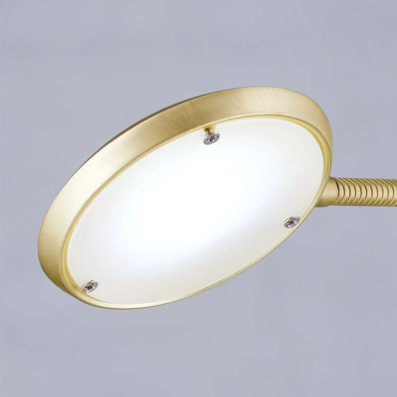 B-Ware Cobra LED Stehleuchte Standlampe messing matt Stahl zweiflammig Dimmer Schalter