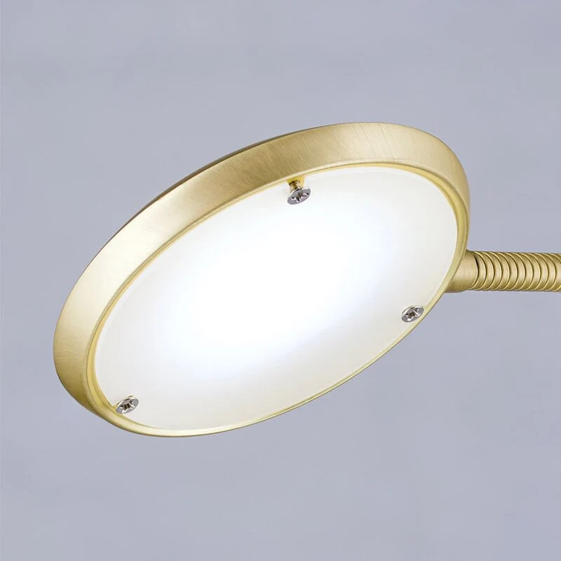 B-Ware Cobra LED Stehleuchte Standlampe messing matt Stahl zweiflammig Dimmer Schalter