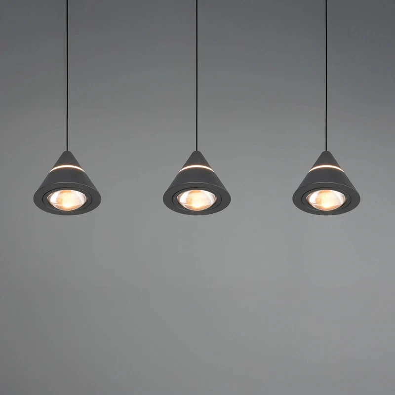 B-Ware Trio Pendelleuchte Hängelampe LED Schwarz ROMEO Höhenverstellung CCT 3-flammig