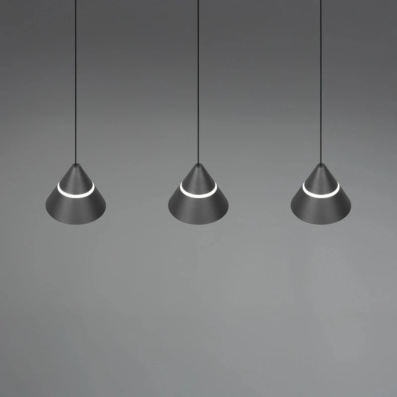 B-Ware Trio Pendelleuchte Hängelampe LED Schwarz ROMEO Höhenverstellung CCT 3-flammig