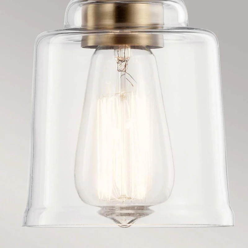 B-Ware Kichler Pendelleuchte Hängeleuchte Aivian messing Stahl Glas transparent E27 LED