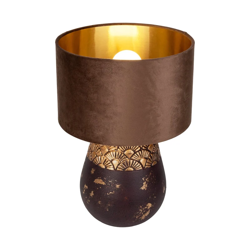B-Ware Näve Tischleuchte Tischlampe Bronco Keramik Kunstleder braun E27 LED Höhe 39 cm