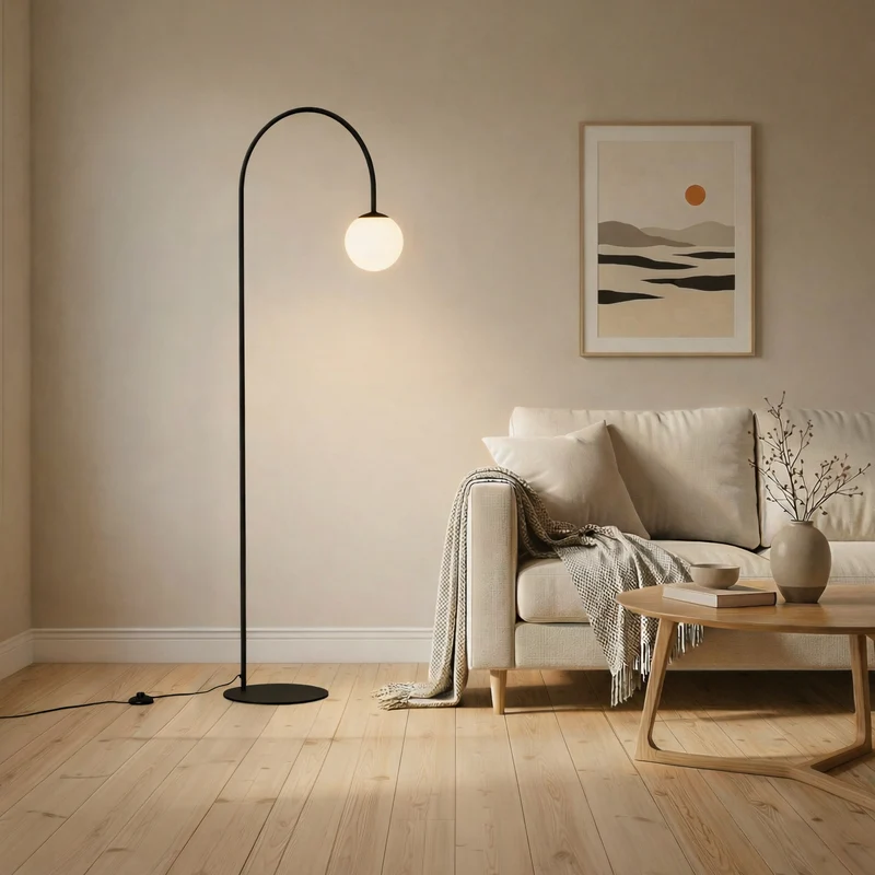 B-Ware Stehleuchte Lampe Nova Glas Metall schwarz weiß Wohnzimmer 155cm E14 LED Leuchte