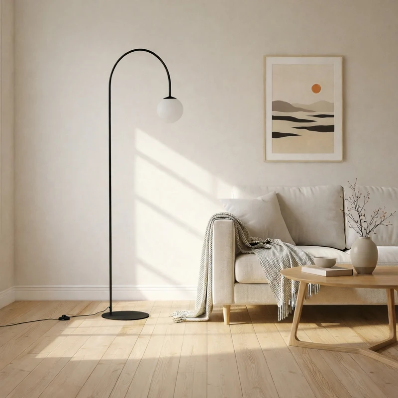 B-Ware Stehleuchte Lampe Nova Glas Metall schwarz weiß Wohnzimmer 155cm E14 LED Leuchte