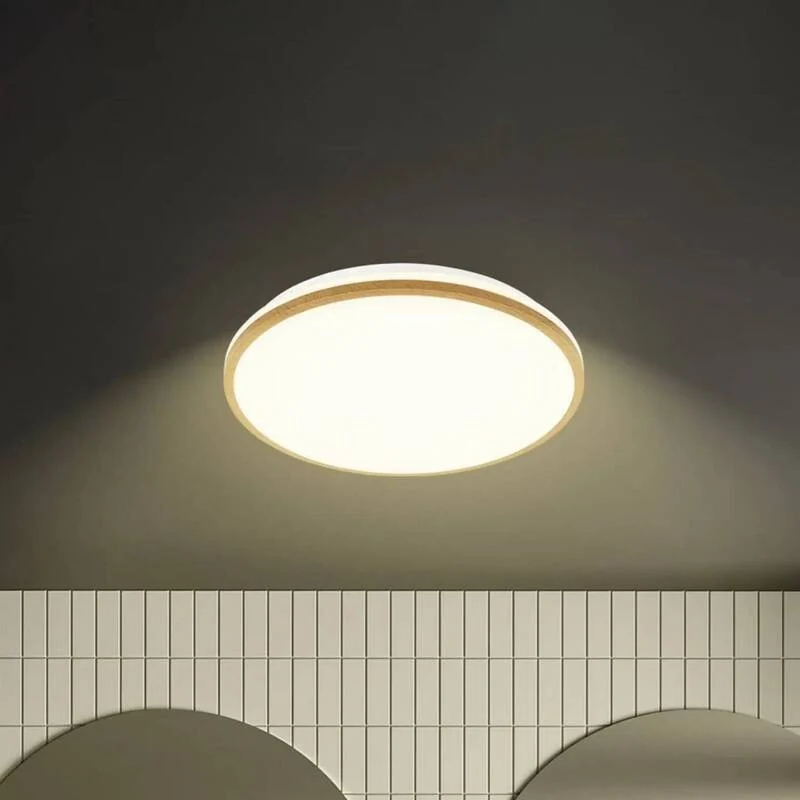 B-Ware Briloner LED-Deckenleuchte Acorus Badezimmerleuchte weiß holzfarben IP44 33 cm