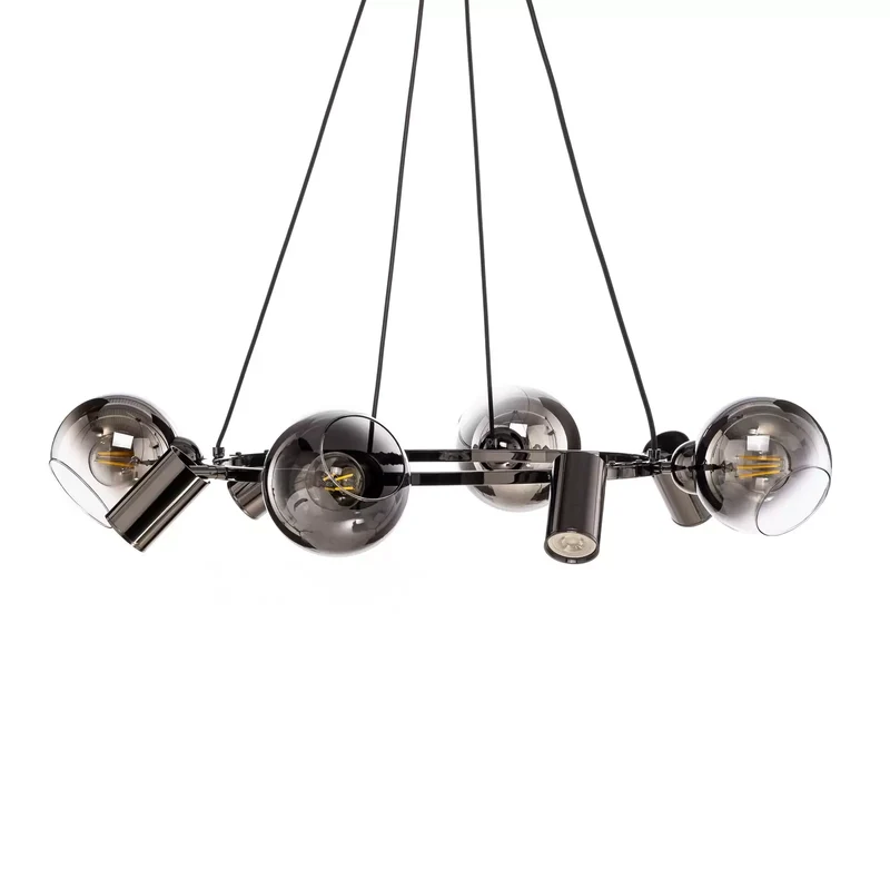 B-Ware Lucea Hängeleuchte Zerde 4+4 Ø 82 cm schwarz-chrom 8-flammig Deckenlampe Lampe