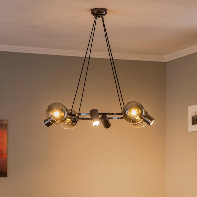 B-Ware Lucea Hängeleuchte Zerde 4+4 Ø 82 cm schwarz-chrom 8-flammig Deckenlampe Lampe