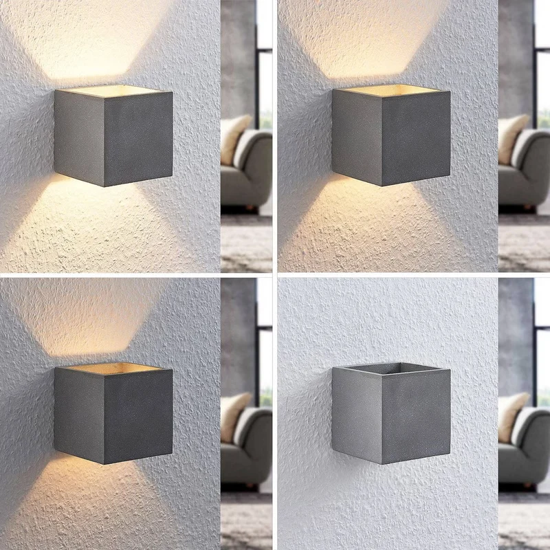 B-Ware Lindby Wandleuchte Wandlampe LED Beton Cataleya Grau Wohnbereich 11,5 cm 3000 K
