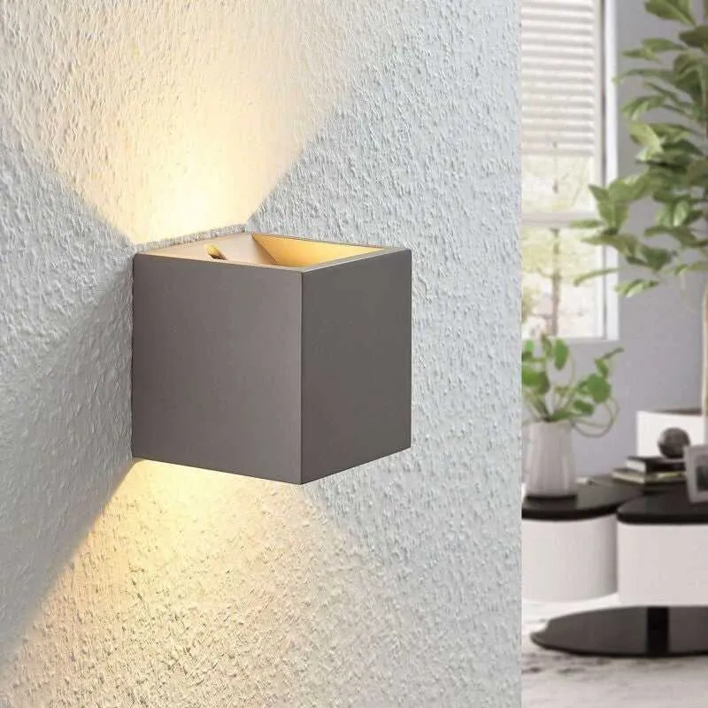 B-Ware Lindby Wandleuchte Wandlampe LED Beton Cataleya Grau Wohnbereich 11,5 cm 3000 K