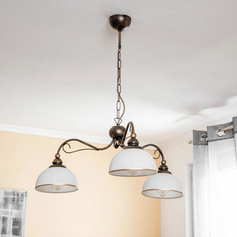 B-Ware Jupiter Hängeleuchte Pendelleuchte Casale altmessing Metall Glas 3-flammig 74cm