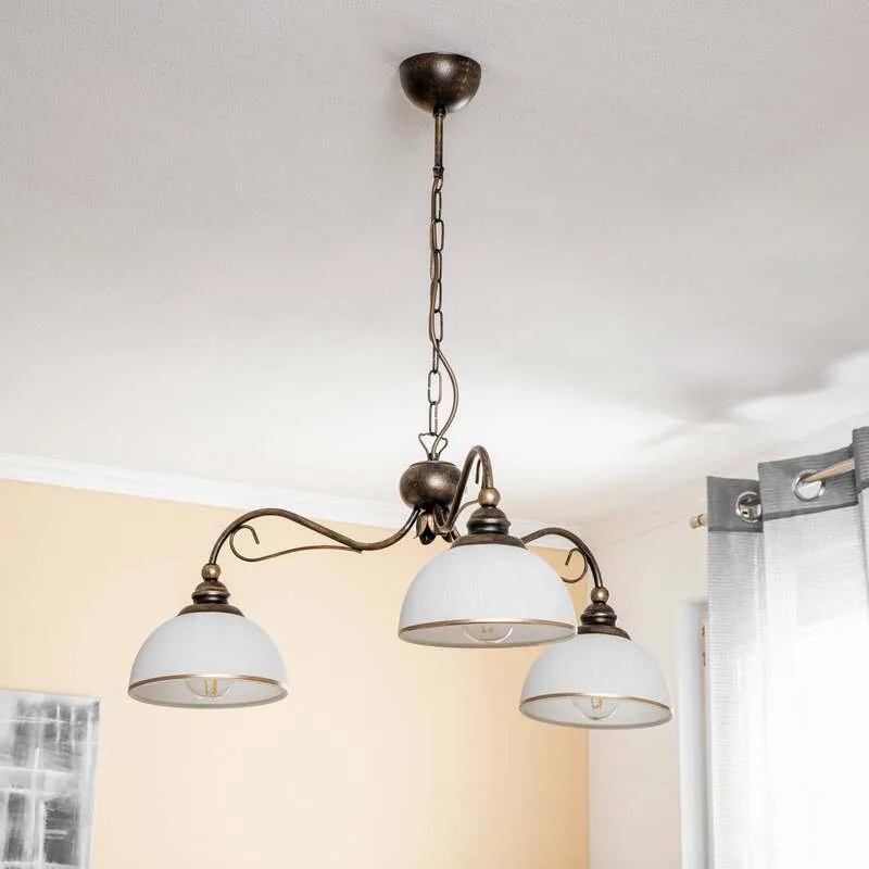 B-Ware Jupiter Hängeleuchte Pendelleuchte Casale altmessing Metall Glas 3-flammig 74cm