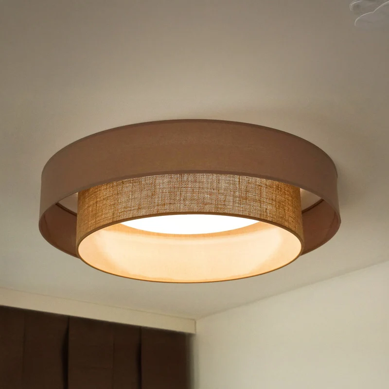 B-Ware Duolla Deckenleuchte Deckenlampe LED Textil braun Luneta Fernbedienung dimm617