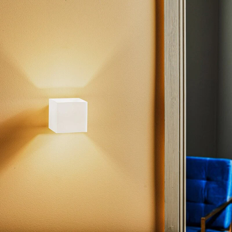 B-Ware Casablanca Cube blendgeschützte Wandleuchte weiß grau dimmbar G9 48W IP20