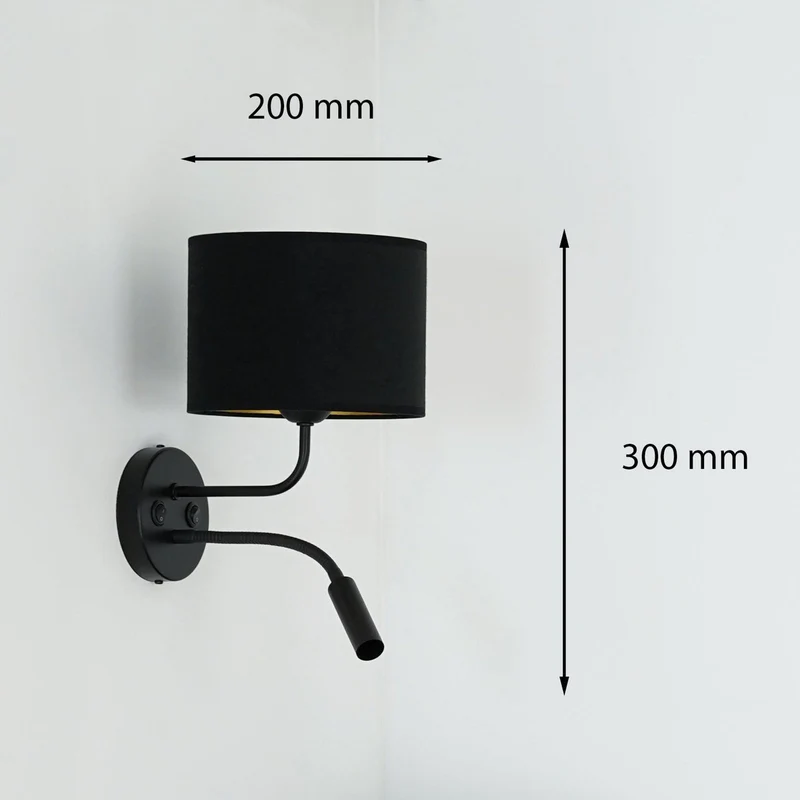 B-Ware Duolla Wandleuchte Leuchte Lampe schwarz Samt Leselicht Metall E27 G9 2flg