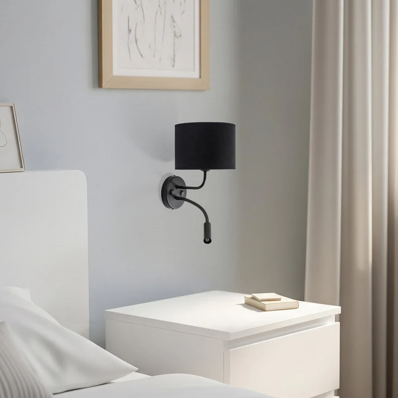 B-Ware Duolla Wandleuchte Leuchte Lampe schwarz Samt Leselicht Metall E27 G9 2flg