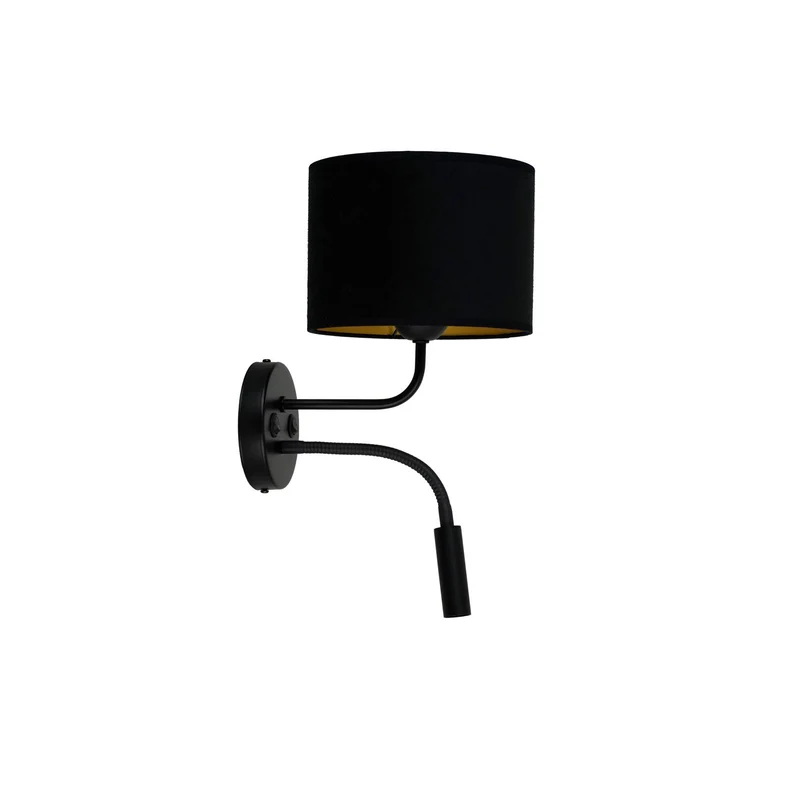B-Ware Duolla Wandleuchte Leuchte Lampe schwarz Samt Leselicht Metall E27 G9 2flg