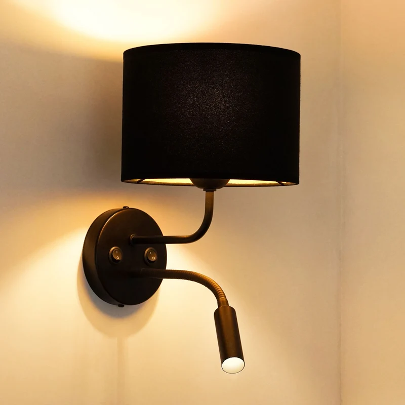 B-Ware Duolla Wandleuchte Leuchte Lampe schwarz Samt Leselicht Metall E27 G9 2flg