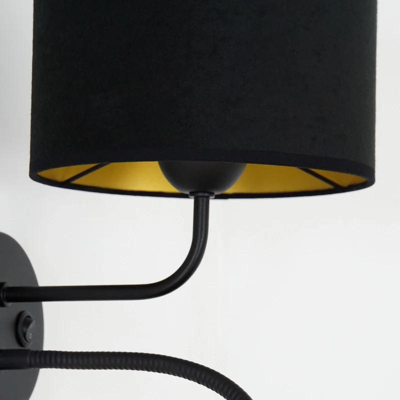 B-Ware Duolla Wandleuchte Leuchte Lampe schwarz Samt Leselicht Metall E27 G9 2flg